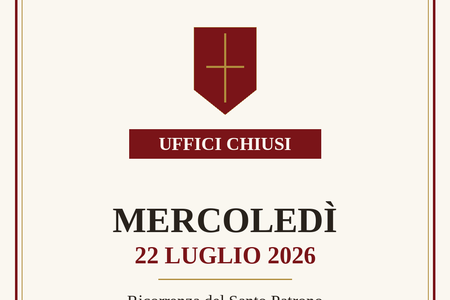 Chiusura uffici comunali – 22 luglio 2026 – Santo Patrono