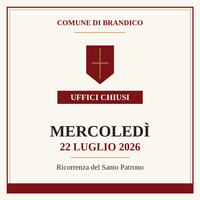 Chiusura uffici comunali – 22 luglio 2026 – Santo Patrono
